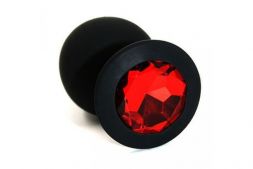 Анальная пробка ONJOY Small Black с красным кристаллом