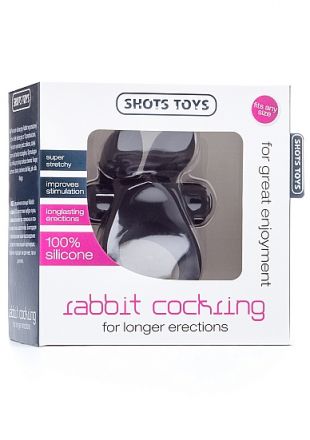Черное эрекционное кольцо с вибрацией Rabbit Cockring