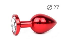 Красная анальная пробка Jewelry Metal Small с прозрачным кристаллом