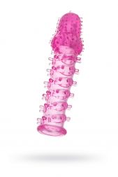 Насадка на пенис с ворсинками Toyfa розовая 13,5 см