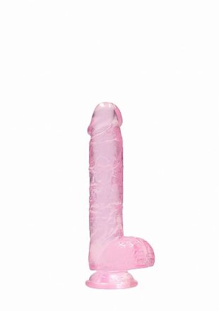 Розовый фаллоимитатор Realrock Crystal Clear 17 см