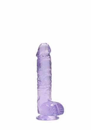 Фиолетовый фаллоимитатор Realrock Crystal Clear 17 см